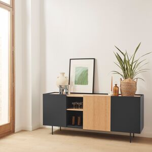 Teulat - Buffet Otto 3 portes et 3 tiroirs gris anthracite et chêne - 180x45x78cm OS - Publicité Teulat - Buffet Otto 3 portes et 3 tiroirs gris anthracite et chêne - 180x45x78cm OS - Publicité