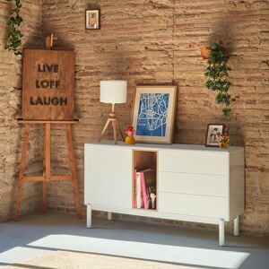 Teulat - Buffet Corvo 1 porte et 3 tiroirs crème - 136,8x40x76cm OS - Publicité Teulat - Buffet Corvo 1 porte et 3 tiroirs crème - 136,8x40x76cm OS - Publicité