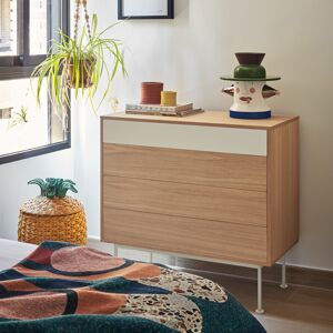 Teulat - Commode Yoko 4 tiroirs chêne et crème - 90x86x45cm OS - Publicité Teulat - Commode Yoko 4 tiroirs chêne et crème - 90x86x45cm OS - Publicité