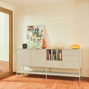 Teulat - Buffet Platt 2 portes, 4 tiroirs et 3 niches sable - 220x45x98cm OS - Publicité Teulat - Buffet Platt 2 portes, 4 tiroirs et 3 niches sable - 220x45x98cm OS - Publicité