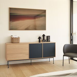 Teulat - Buffet Yoko 2 portes et 3 tiroirs chêne et gris anthracite - 180x45x80cm OS - Publicité Teulat - Buffet Yoko 2 portes et 3 tiroirs chêne et gris anthracite - 180x45x80cm OS - Publicité
