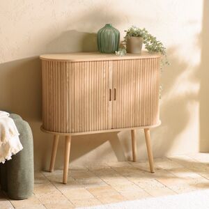 Macabane - Buffet ovale en bois Agathe naturel - 33x80x76cm OS - Publicité Macabane - Buffet ovale en bois Agathe naturel - 33x80x76cm OS - Publicité