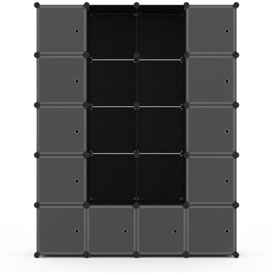 Idomya - Armoire de rangement multifonction 12 cubes blanc/noir - 143x36x178 cm OS - Publicité Idomya - Armoire de rangement multifonction 12 cubes blanc/noir - 143x36x178 cm OS - Publicité