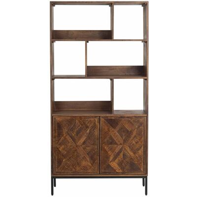 Bois & Chiffons - Bibliothèque 2 portes 6 niches manguier kama marron - 90x40x180 cm OS - Publicité Bois & Chiffons - Bibliothèque 2 portes 6 niches manguier kama marron - 90x40x180 cm OS - Publicité
