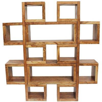 Bois & Chiffons - Bibliothèque asymétrique acacia greco miel - 75x30x185 cm OS - Publicité Bois & Chiffons - Bibliothèque asymétrique acacia greco miel - 75x30x185 cm OS - Publicité