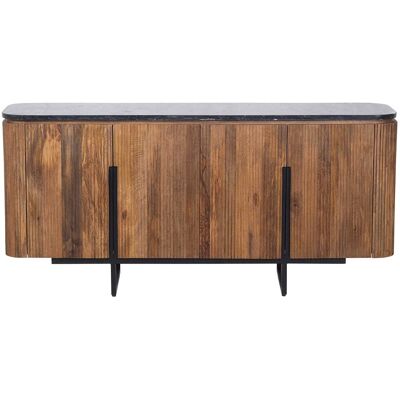 Bois & Chiffons - Buffet bois plateau marbre noir manguier kfir naturel ciré - 160x40x75 cm OS - Publicité Bois & Chiffons - Buffet bois plateau marbre noir manguier kfir naturel ciré - 160x40x75 cm OS - Publicité