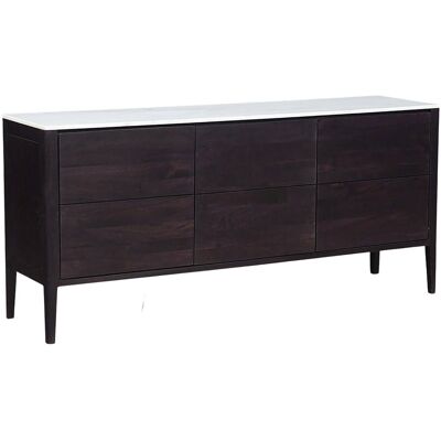 Bois & Chiffons - Buffet bois plateau marbre manguier amsterdam marron - 175x45x80 cm OS - Publicité Bois & Chiffons - Buffet bois plateau marbre manguier amsterdam marron - 175x45x80 cm OS - Publicité