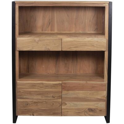 Bois & Chiffons - Buffet haut 2 portes 2 tiroirs acacia bunting marron - 120x40x150 cm OS - Publicité Bois & Chiffons - Buffet haut 2 portes 2 tiroirs acacia bunting marron - 120x40x150 cm OS - Publicité