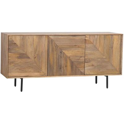 Bois & Chiffons - Buffet bas bois sculpté motif géométrique manguier maglan naturel/noir - 170x45x80 cm OS - Publicité Bois & Chiffons - Buffet bas bois sculpté motif géométrique manguier maglan naturel/noir - 170x45x80 cm OS - Publicité