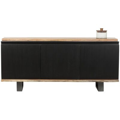 Bois & Chiffons - Buffet 3 portes acacia black marron - 160x42x72 cm OS - Publicité Bois & Chiffons - Buffet 3 portes acacia black marron - 160x42x72 cm OS - Publicité