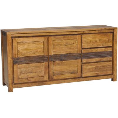 Bois & Chiffons - Buffet 2 portes 3 tiroirs acacia tatoo ebene - 170x45x85 cm OS - Publicité Bois & Chiffons - Buffet 2 portes 3 tiroirs acacia tatoo ebene - 170x45x85 cm OS - Publicité