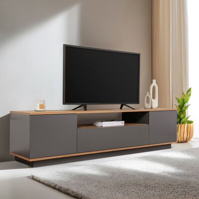 Hanah Home - Meuble TV Veramont anthracite/pin atlantique - 180x44.6x44.5 cm OS - Publicité Hanah Home - Meuble TV Veramont anthracite/pin atlantique - 180x44.6x44.5 cm OS - Publicité