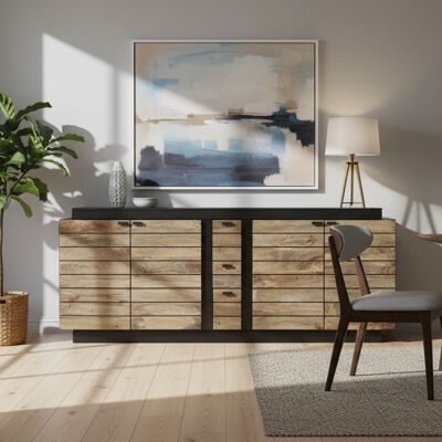 Bois & Chiffons - Buffet bois bicolore GM 4P 3T Manguier Herods Marron - 227x46x87 cm OS - Publicité Bois & Chiffons - Buffet bois bicolore GM 4P 3T Manguier Herods Marron - 227x46x87 cm OS - Publicité