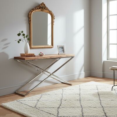 Bois & Chiffons - Console 140cm pieds en x stainless ii Beige - 140x40x80 cm OS - Publicité Bois & Chiffons - Console 140cm pieds en x stainless ii Beige - 140x40x80 cm OS - Publicité