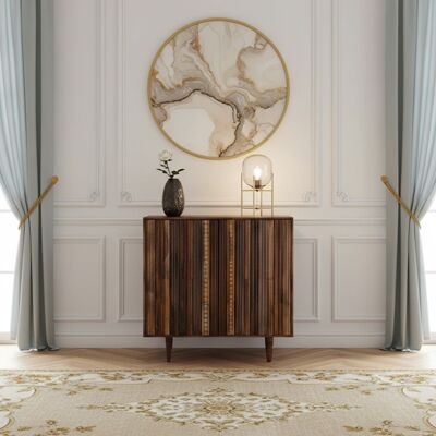 Bois & Chiffons - Buffet haut manguier massif Manguier Ramon Naturel - 100x45x100 cm OS - Publicité Bois & Chiffons - Buffet haut manguier massif Manguier Ramon Naturel - 100x45x100 cm OS - Publicité
