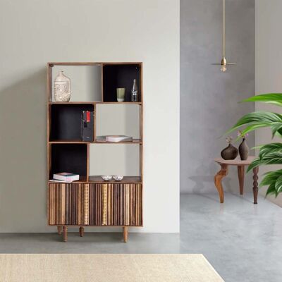 Bois & Chiffons - Bibliothèque ouverte 2 portes Manguier Ramon Naturel - 90x40x175 cm OS - Publicité Bois & Chiffons - Bibliothèque ouverte 2 portes Manguier Ramon Naturel - 90x40x175 cm OS - Publicité