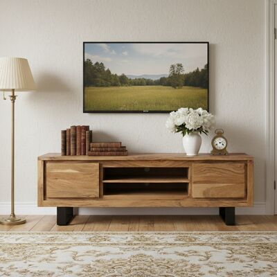 Bois & Chiffons - Meuble TV Acacia Bunting Naturel - 140x46x56 cm OS - Publicité Bois & Chiffons - Meuble TV Acacia Bunting Naturel - 140x46x56 cm OS - Publicité