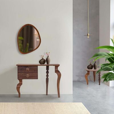 Bois & Chiffons - Petite console 2 tiroirs Manguier Ramon Naturel - 95x40x75 cm OS - Publicité Bois & Chiffons - Petite console 2 tiroirs Manguier Ramon Naturel - 95x40x75 cm OS - Publicité