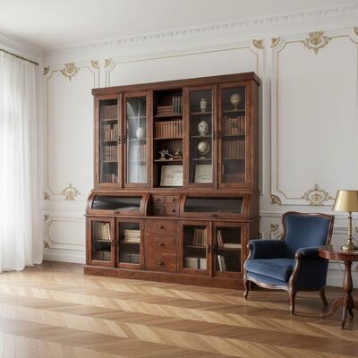 Bois & Chiffons - Bibliothèque 2 corps grand modèle Acacia Cara Marron - 209x52x232 cm OS - Publicité Bois & Chiffons - Bibliothèque 2 corps grand modèle Acacia Cara Marron - 209x52x232 cm OS - Publicité