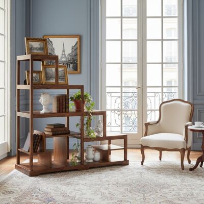 Bois & Chiffons - Bibliothèque ouverte escalier Acacia Dharma II Marron - 124x44x120 cm OS - Publicité Bois & Chiffons - Bibliothèque ouverte escalier Acacia Dharma II Marron - 124x44x120 cm OS - Publicité