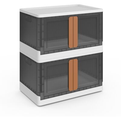 Idomya Essentials - 2 Boîtes de rangement empilables blanc/gris 72L - 64x40x37 cm OS - Publicité Idomya Essentials - 2 Boîtes de rangement empilables blanc/gris 72L - 64x40x37 cm OS - Publicité