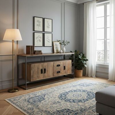 Bois & Chiffons - Buffet ajoure 3 portes 2 tiroirs Mango Stockholm marron - 180x40x80 cm OS - Publicité Bois & Chiffons - Buffet ajoure 3 portes 2 tiroirs Mango Stockholm marron - 180x40x80 cm OS - Publicité