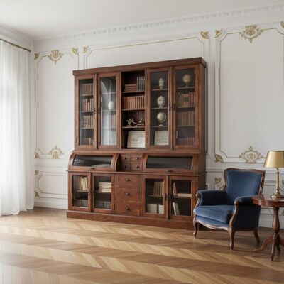 Bois & Chiffons - Bibliothèque Cara 2 corps petit modèle marron - 145x52x200 cm OS - Publicité Bois & Chiffons - Bibliothèque Cara 2 corps petit modèle marron - 145x52x200 cm OS - Publicité