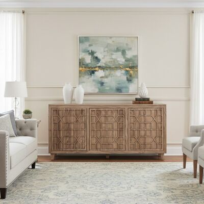Bois & Chiffons - Buffet 3 Portes Acacia Punjab-II jaune/doré - 170x45x81 cm OS - Publicité Bois & Chiffons - Buffet 3 Portes Acacia Punjab-II jaune/doré - 170x45x81 cm OS - Publicité