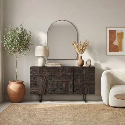 Bois & Chiffons - Buffet 3 Portes Havana marron - 145 x 44 x 78 cm OS - Publicité Bois & Chiffons - Buffet 3 Portes Havana marron - 145 x 44 x 78 cm OS - Publicité