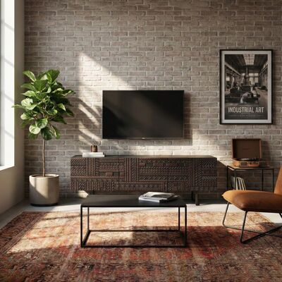 Bois & Chiffons - Meuble TV 3 Portes Havana marron - 160 x 45 x 51 cm OS - Publicité Bois & Chiffons - Meuble TV 3 Portes Havana marron - 160 x 45 x 51 cm OS - Publicité