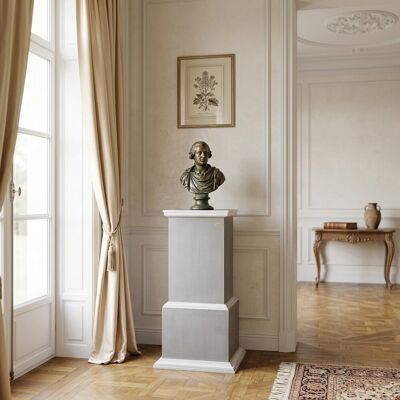 Bois & Chiffons - Colonne en bois de acacia massif Display gris / argent - 46 x 46 x 105 cm OS - Publicité Bois & Chiffons - Colonne en bois de acacia massif Display gris / argent - 46 x 46 x 105 cm OS - Publicité