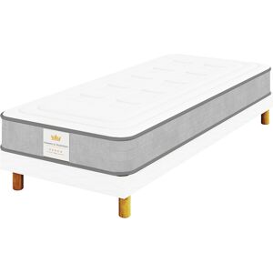 Sommeil & Tradition - Ensemble Matelas + Sommier Windsor blanc/gris - 80x200 cm 80x200 cm - Publicité Sommeil & Tradition - Ensemble Matelas + Sommier Windsor blanc/gris - 80x200 cm 80x200 cm - Publicité