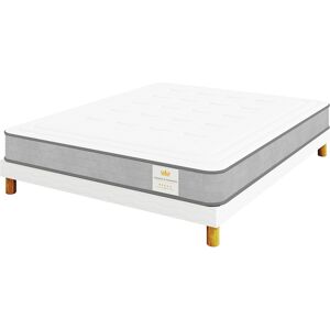 Sommeil & Tradition - Ensemble Matelas + Sommier Windsor blanc/gris - 140x190 cm 140x190 cm - Publicité Sommeil & Tradition - Ensemble Matelas + Sommier Windsor blanc/gris - 140x190 cm 140x190 cm - Publicité