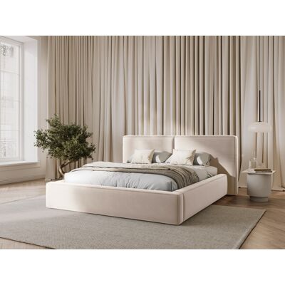 Cosmopolitan Design - Lit Coffre Avec Tête de Lit en velours Double Arendal beige clair - 228x214x97.5cm 160x200 cm - Publicité Cosmopolitan Design - Lit Coffre Avec Tête de Lit en velours Double Arendal beige clair - 228x214x97.5cm 160x200 cm - Publicité
