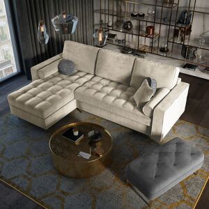 Milo Casa - Canapé d'Angle Gauche Convertible avec coffre de Rangement Santo 5 Places en Velours beige - 240x175x96 cm OS - Publicité Milo Casa - Canapé d'Angle Gauche Convertible avec coffre de Rangement Santo 5 Places en Velours beige - 240x175x96 cm OS - Publicité