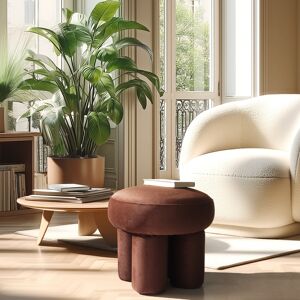 Macabane - Pouf forme design n°2 en tissu effet velours marron OS - Publicité Macabane - Pouf forme design n°2 en tissu effet velours marron OS - Publicité