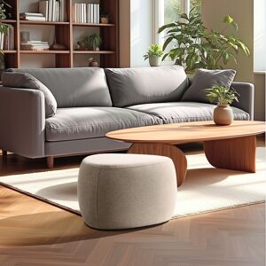 Macabane - Pouf forme galet n°2 en tissu effet velours beige foncé OS - Publicité Macabane - Pouf forme galet n°2 en tissu effet velours beige foncé OS - Publicité
