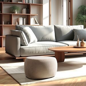 Macabane - Pouf forme galet n°3 en tissu effet velours beige foncé OS - Publicité Macabane - Pouf forme galet n°3 en tissu effet velours beige foncé OS - Publicité