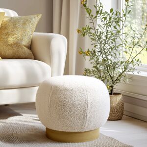 Macabane - Pouf rond en tissu bouclette Agathe blanc - 48x48x41cm OS - Publicité Macabane - Pouf rond en tissu bouclette Agathe blanc - 48x48x41cm OS - Publicité