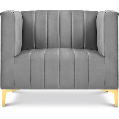 Kooko Home - Fauteuil Velours Tutti gris clair - 90x85x74 cm OS - Publicité Kooko Home - Fauteuil Velours Tutti gris clair - 90x85x74 cm OS - Publicité