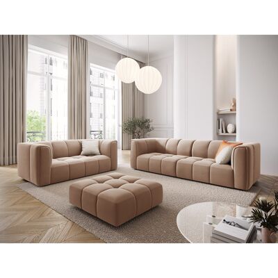 Maison Héritage - Canapé Modulaire Velours Adams 3 Places beige - 226x96x70 cm OS - Publicité Maison Héritage - Canapé Modulaire Velours Adams 3 Places beige - 226x96x70 cm OS - Publicité