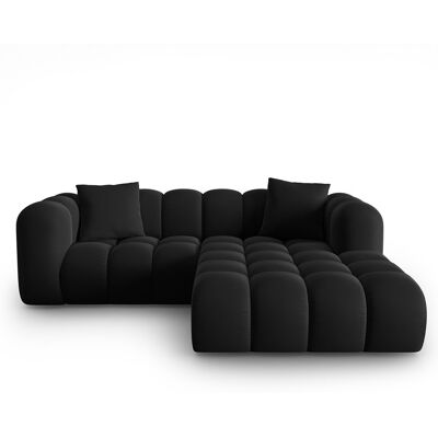 Windsor & Co - Canapé d'angle droit en Velours Halley 3 places noir - 228x175x70 cm OS - Publicité Windsor & Co - Canapé d'angle droit en Velours Halley 3 places noir - 228x175x70 cm OS - Publicité