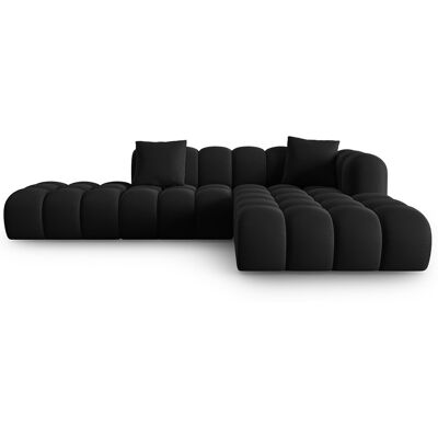 Windsor & Co - Canapé d'angle droit en Velours Halley 5 places noir - 294x175x70 cm OS - Publicité Windsor & Co - Canapé d'angle droit en Velours Halley 5 places noir - 294x175x70 cm OS - Publicité