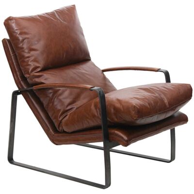 Bois & Chiffons - Fauteuil cuir damo marron - 63x99x99 cm OS - Publicité Bois & Chiffons - Fauteuil cuir damo marron - 63x99x99 cm OS - Publicité