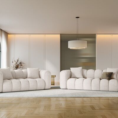 Maison Héritage - Canapé Arden 3 Places beige - 208x94x70 cm OS - Publicité Maison Héritage - Canapé Arden 3 Places beige - 208x94x70 cm OS - Publicité