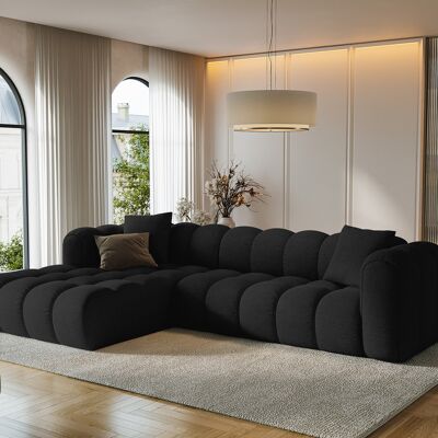 Maison Héritage - Canapé d'angle Gauche Modulaire Arden 4 Places noir - 300x190x70 cm OS - Publicité Maison Héritage - Canapé d'angle Gauche Modulaire Arden 4 Places noir - 300x190x70 cm OS - Publicité