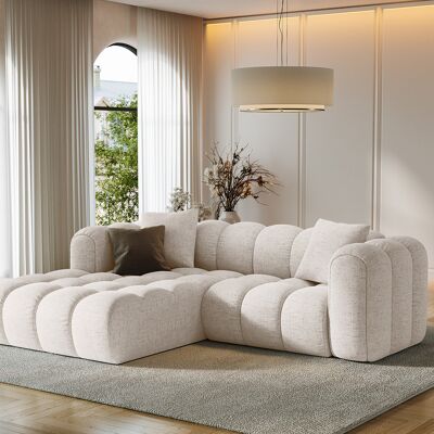Maison Héritage - Canapé d'angle Gauche Modulaire Arden 3 Places beige - 238x190x70 cm OS - Publicité Maison Héritage - Canapé d'angle Gauche Modulaire Arden 3 Places beige - 238x190x70 cm OS - Publicité