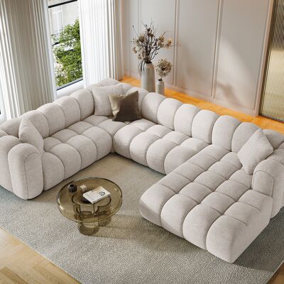 Maison Héritage - Canapé d'angle Gauche Panoramique Modulable Arden 6 Places beige - 330x238x70 cm OS - Publicité Maison Héritage - Canapé d'angle Gauche Panoramique Modulable Arden 6 Places beige - 330x238x70 cm OS - Publicité