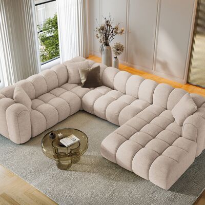 Maison Héritage - Canapé d'angle Gauche Panoramique Modulable Arden 6 Places cappuccino - 330x238x70 cm OS - Publicité Maison Héritage - Canapé d'angle Gauche Panoramique Modulable Arden 6 Places cappuccino - 330x238x70 cm OS - Publicité