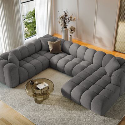 Maison Héritage - Canapé d'angle Gauche Panoramique Modulable Arden 6 Places gris - 330x238x70 cm OS - Publicité Maison Héritage - Canapé d'angle Gauche Panoramique Modulable Arden 6 Places gris - 330x238x70 cm OS - Publicité